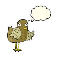 cartoon bird waving wing with thought bubble N5