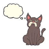 cartoon grumpy little dog with thought bubble N5