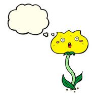 cartoon shocked flower with thought bubble N5