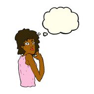 cartoon surprised woman with thought bubble N123