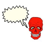 cartoon spooky skull with thought bubble N82