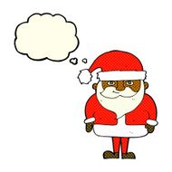 cartoon happy santa claus with thought bubble N15