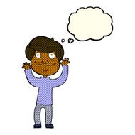 cartoon happy boy with thought bubble N117