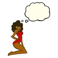 cartoon pin-up woman with thought bubble N6