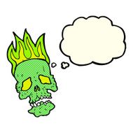 cartoon skull with thought bubble N17