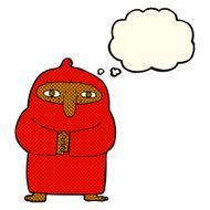 cartoon monk in robe with thought bubble N6