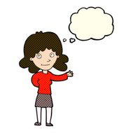 cartoon friendly woman with thought bubble N34