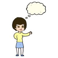 cartoon welcoming woman with thought bubble N6