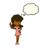 cartoon girl making point with thought bubble N6