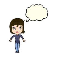 cartoon girl shrugging shoulders with thought bubble N18