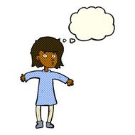 cartoon nervous woman with thought bubble N17