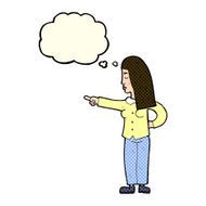 cartoon woman pointing with thought bubble N109