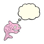 cartoon happy fish with thought bubble N13