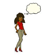 cartoon pretty woman with thought bubble N138