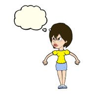 Cartoon Annoyed Woman With Thought Bubble N94
