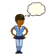 cartoon woman with hands on hips thought bubble N112