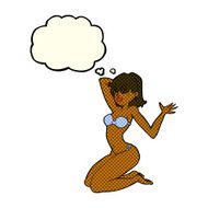 cartoon sexy bikini girl with thought bubble N6
