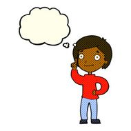 cartoon boy with idea thought bubble N37