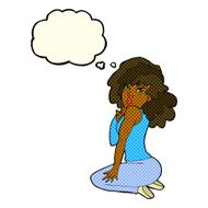 cartoon woman posing with thought bubble N14
