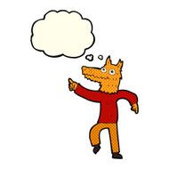 cartoon fox man with thought bubble N26