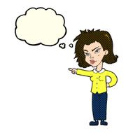 cartoon woman pointing with thought bubble N110