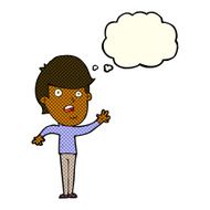 cartoon unhappy boy with thought bubble N30