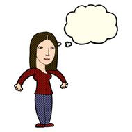 Cartoon Annoyed Woman With Thought Bubble N95