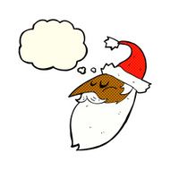 cartoon santa face with thought bubble N6