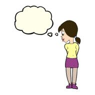 cartoon pretty girl with thought bubble N53
