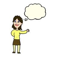 cartoon woman gesturing to show something with thought bubble N11