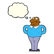 cartoon worried man with thought bubble N50