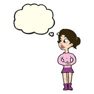 cartoon girl talking with thought bubble N6