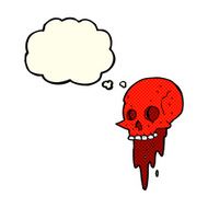 gross halloween skull cartoon with thought bubble N6