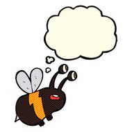 cartoon frightened bee with thought bubble N5