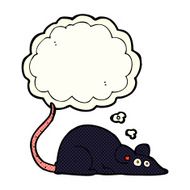cartoon black rat with thought bubble N4
