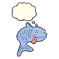 cartoon fish with thought bubble N43
