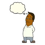 cartoon friendly man with thought bubble N11