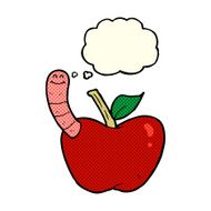 cartoon apple with worm thought bubble N20