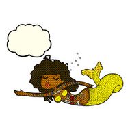 cartoon mermaid covered in tattoos with thought bubble N5