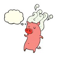 smelly cartoon pig with thought bubble N3