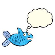 cartoon fish with thought bubble N44