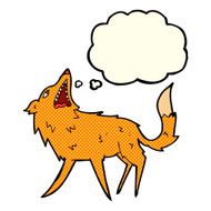 cartoon snapping fox with thought bubble N3
