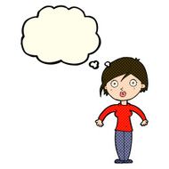 cartoon surprised woman with thought bubble N126