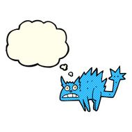 cartoon frightened cat with thought bubble N13