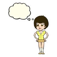 cartoon pretty woman with hands on hips thought bubble N11