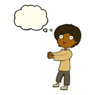 cartoon shocked boy with thought bubble N16