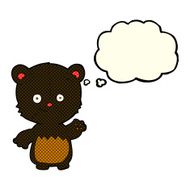cartoon little black bear waving with thought bubble N3