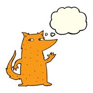 cartoon fox waving with thought bubble N3
