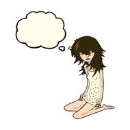 cartoon pretty girl with thought bubble N55