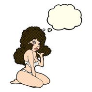 cartoon pin up girl with thought bubble N6